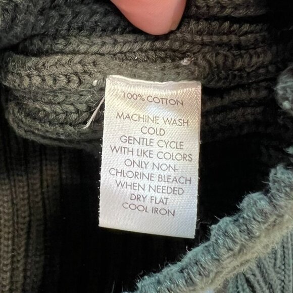 Calvin Klein Mens V-Neck Sweater Large Green Ribbed Knit Pullover Cozy Casual - Picture 3 of 9